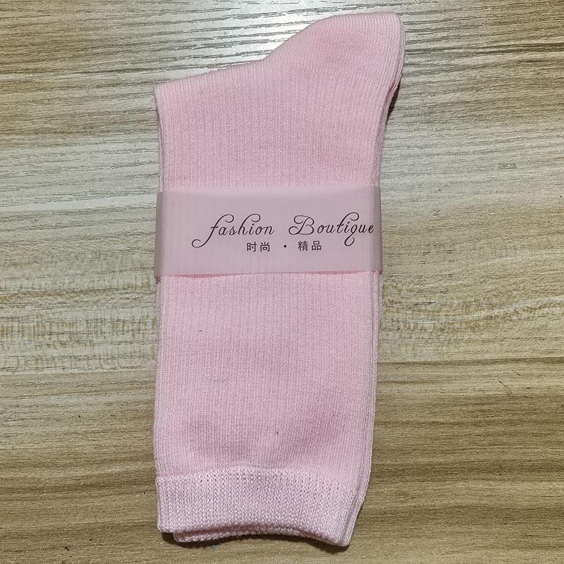 

Жіночі весняно-осінні нові однотонні шкарпетки цукеркового кольору з бавовни з ефектом барабанного плетіння 1 pair білий/рожевий