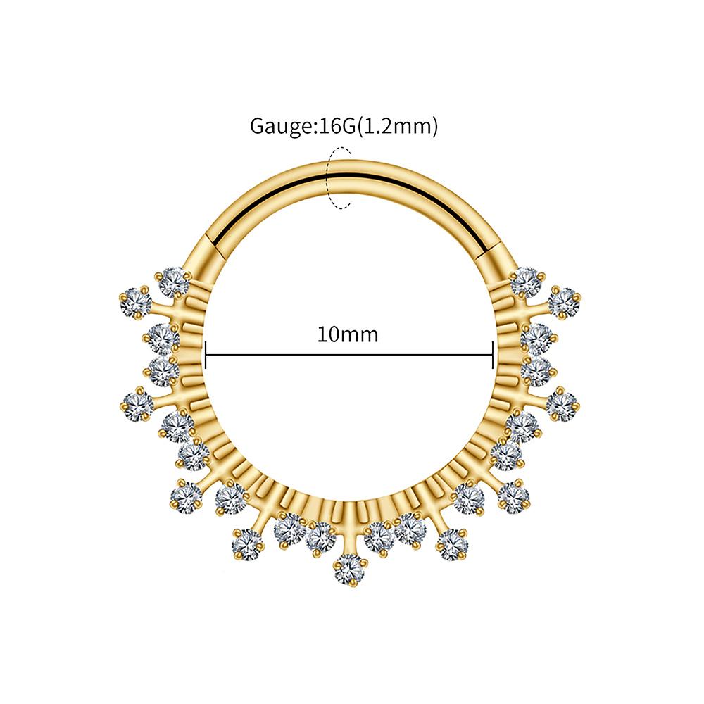 Right Grand ASTM F136 Titanium 16G CZ Hinged Clicker Segment Hoop Ring Sunburst CZ Daith Earring Septem Nose Piercing Jewelry