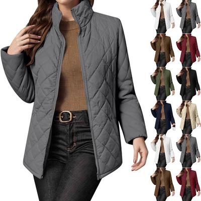 Damenmode Einfarbiger Baumwollmantel mit Reißverschluss, langen Ärmeln und lockerer Passform mit Taschen