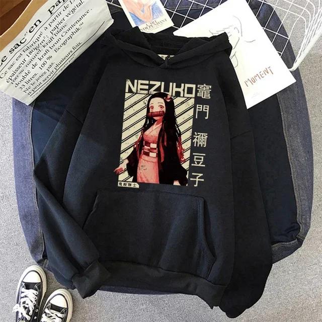 Cute Nezuko Anime Print Hoodies Women Demon Slayer Manga Sweatshirts Tanjiro Kimetsu No Yaiba Hoodie Harajuku Streetwear Clothes