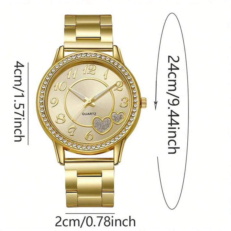 6 Pieces of Fashionable and Versatile Diamond Inlaid Rhinestone WOMEN'S Quartz Steel Band Watch+necklace+earrings+ring+bracelet