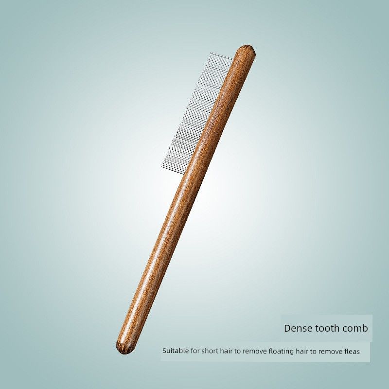 

Pet Cat Dog Comb Solid Wood Row Comb Float Hair Cleaning Lint Wooden Handle Needle Comb Hair Handy Gadget Pet Supplies Toothed Row Comb [Short Hair-Floating Flea]]