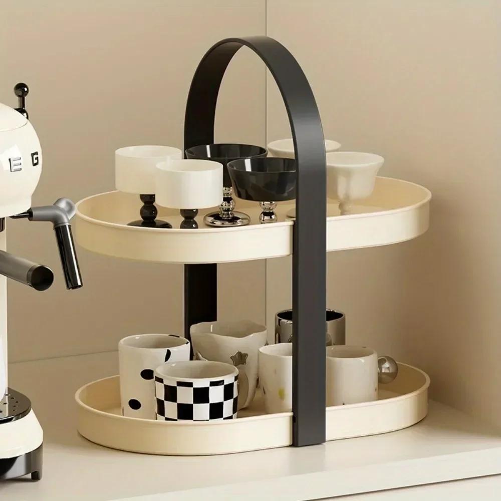 Cup Collection Rack High Load-bearing Capacity Storage Shelf Stackable Wine Cup Holder with Handle Kitchen Countertop Organizer