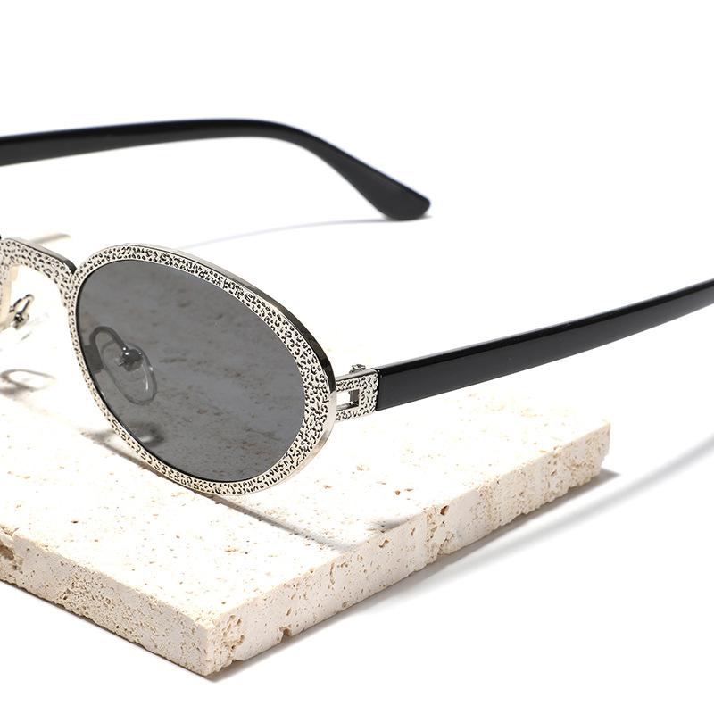 Glasses Metal Hammered Oval Retro Sunglasses Ins Wind Street Sunglasses Men