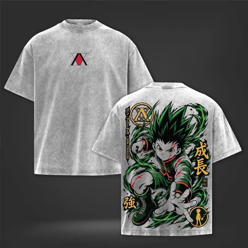 Hot Anime Hunter × Hunter Gon Freecss Print T-shirt Men Women Tshirts Short Sleeve Cotton Clothing Washed T Shirt Oversized Tops
