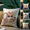 Cute Cat Athlete Childlike Heart Pillow Case Comfort Sofa Bed Silky Elegant Invisible Zipper Decorative Cushion Cover
