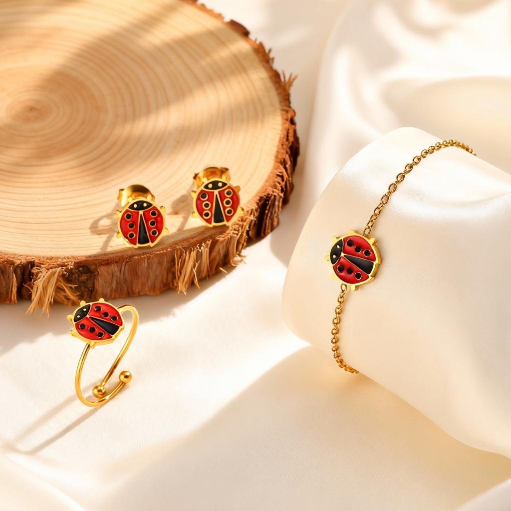 Cute Stainless Steel Animal Bracelet for Women Little Girl,Fashion Magic Ladybug Lady Lucky Adjustable Bracelets,Sweet Jewelry