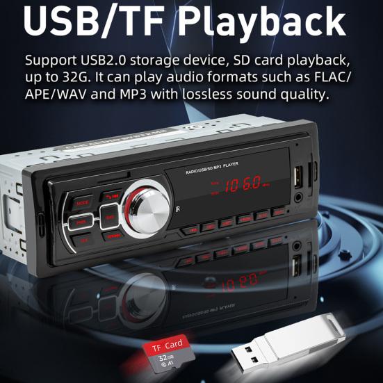 

SWM-5209 Автомобильный MP3-плеер, Bluetooth-совместимый U-диск/чтение TF-карт, 12 В, модифицированный
