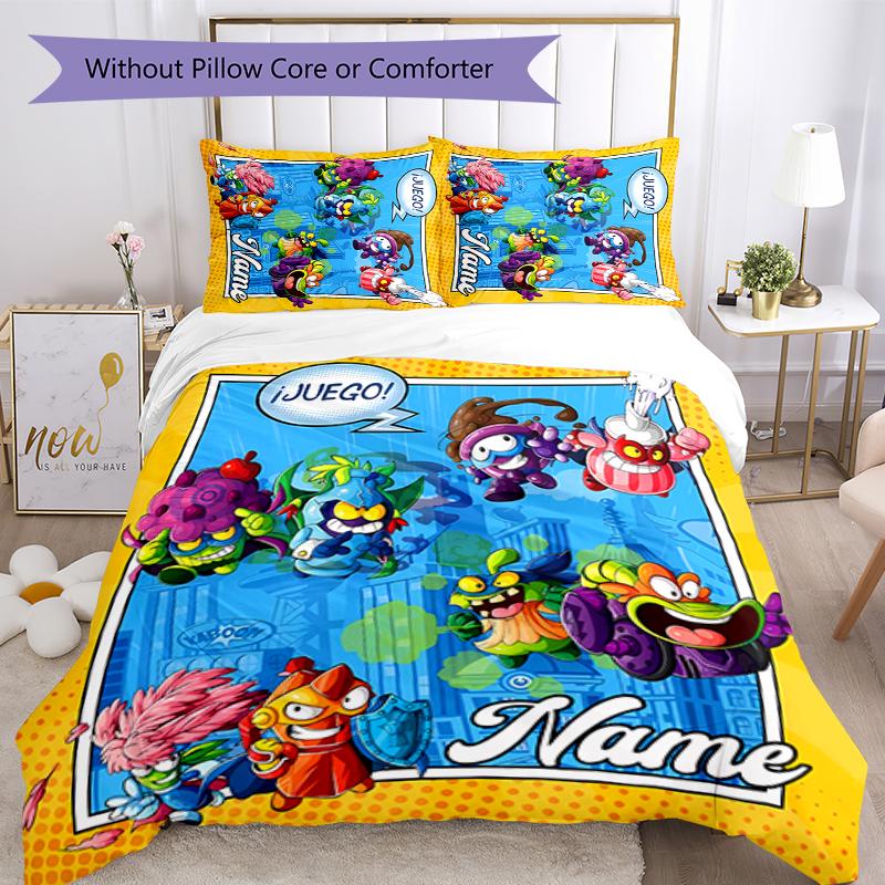 3pcs Custom Name SuperZings Bedding Set Duvet Cover Closure Includes 1 Duvet Cover & 2 Pillowcases for All Seasons Bedroom Decor