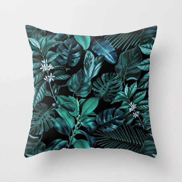 Fashionable Tropical Plant Polyester Pillowcase Office Fabric Sofa Cushion Cover Home Peach Leather Velvet Pillowcase