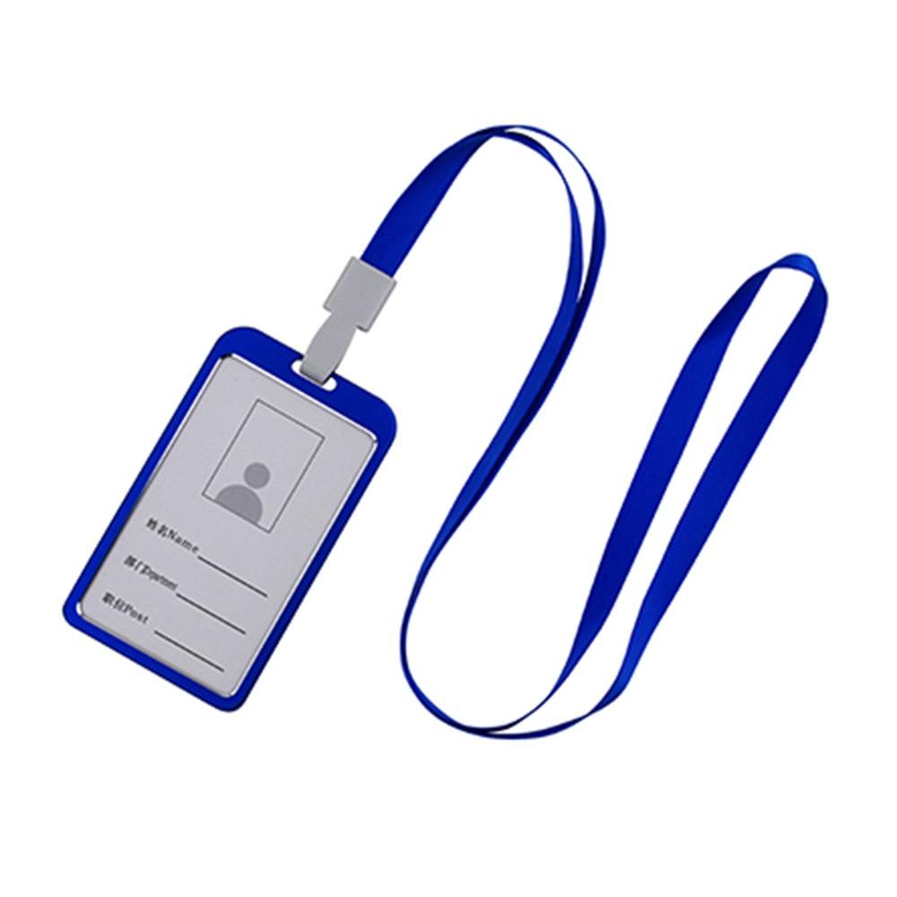 Porta ID in Lega di Alluminio Facile da Assemblare Porta Carte Metallico Sottile con Laccetto Porta Badge da Lavoro Attaccato al Laccetto Luogo di Lavoro