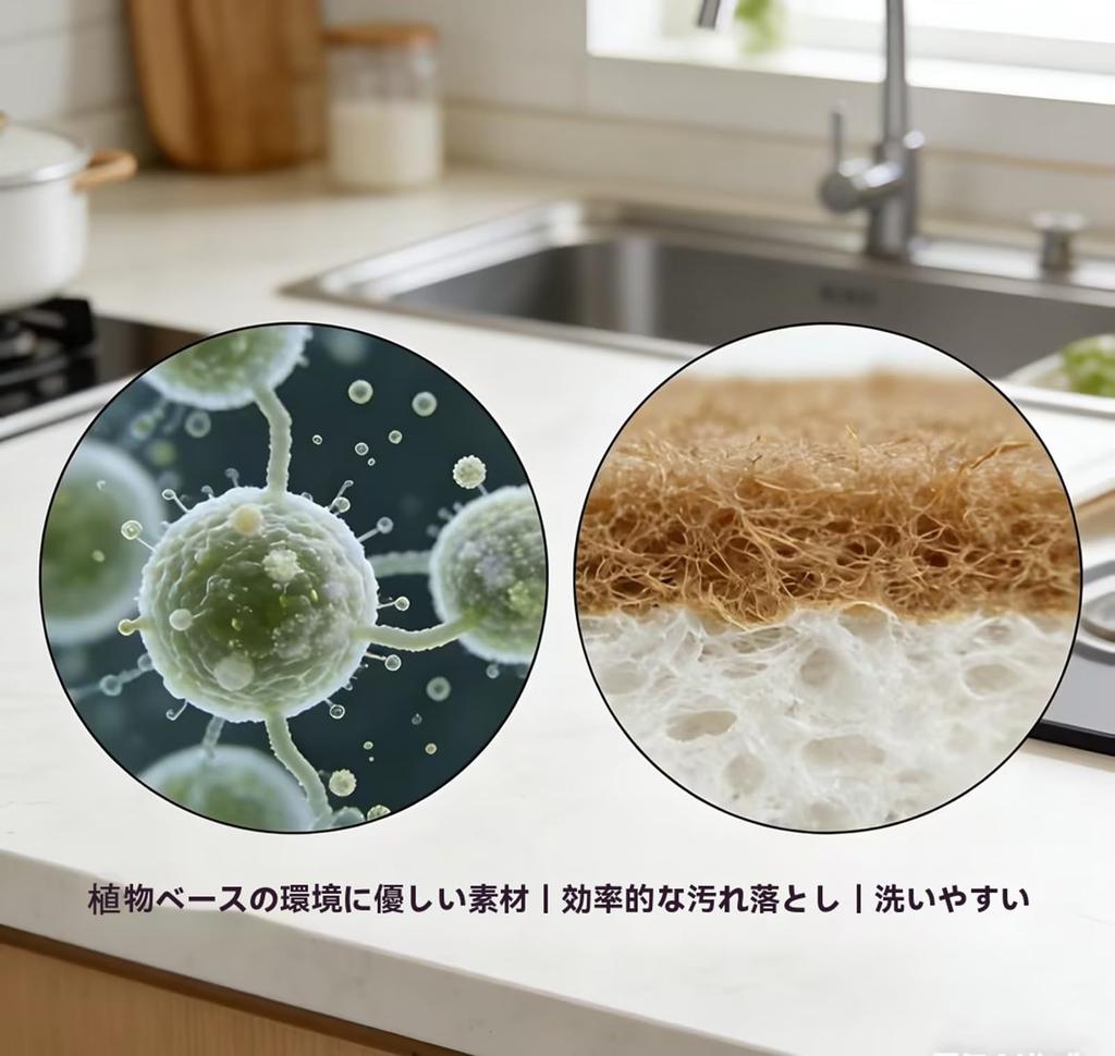 Kitchen Cellulose Dishwashing Natural for Dishwashing Sponge, Sponge, Eco-Friendly Sponge, Biodegradable, Material, Non-Scratch, Odorless, (6,