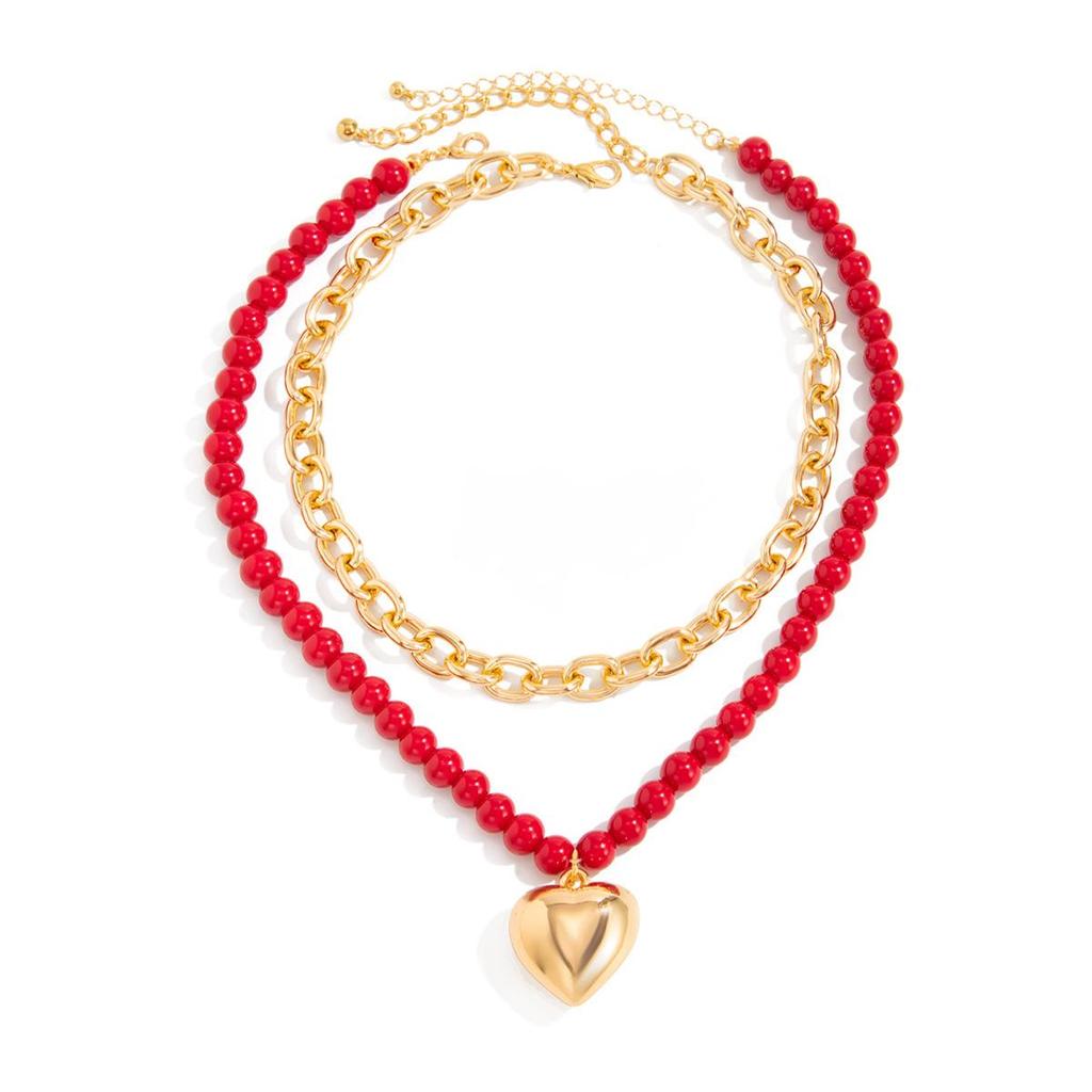 Collana Cuore di Perle High-End Americano Europeo con Acrilico e Chiusura OT