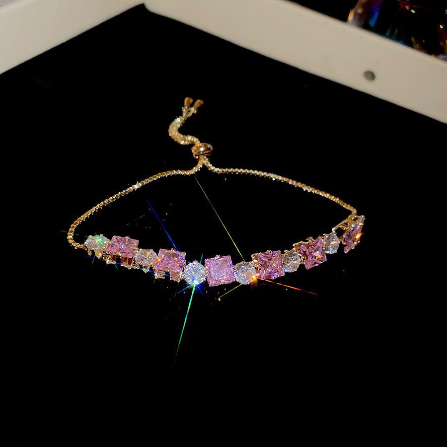 High-End Zircon Floral Heart Bracelet - Luxurious Sparkle for Women