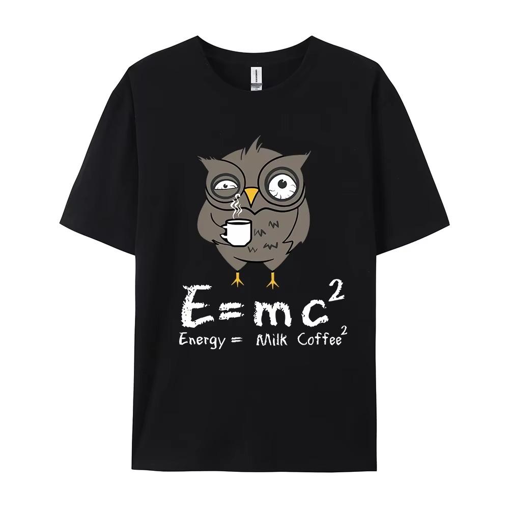 Men Women T-shirt E MC2 Energy Milk Coffee Pattern Shirts 2024 New Street Fashion Cotton Short-sleeve T-shirts Top Clothes