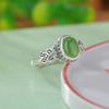 Adjustable Vintage-Inspired Oval Jade-Look Ring Women Men Geometric Boho Statement Jewelry