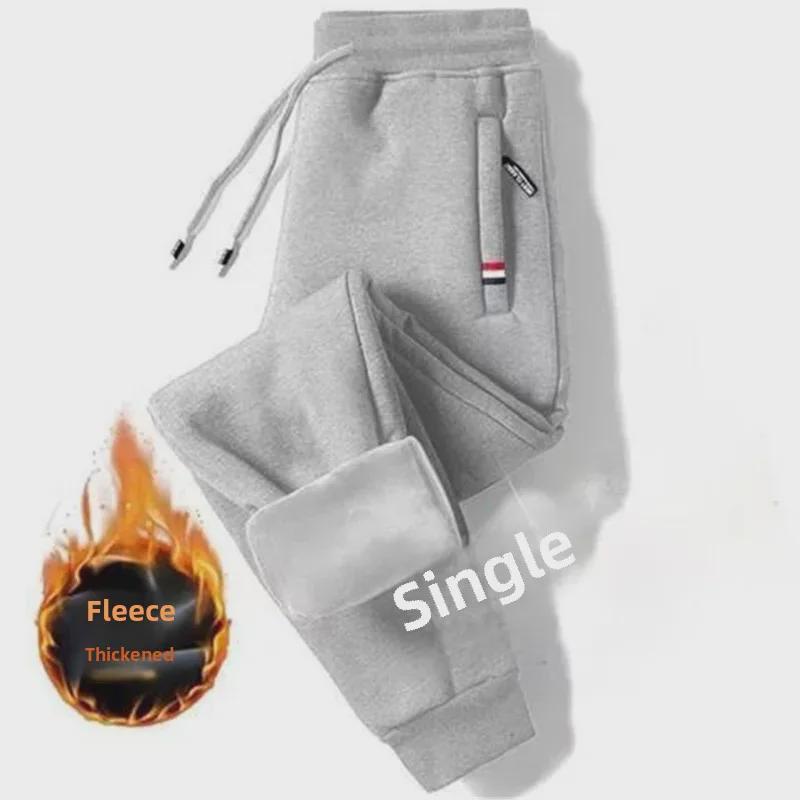 Pánské zesílené fleecové kalhoty se stahovací šňůrkou na podzim a zimu