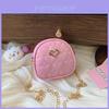 Spring Embroidered Heart Kids Shoulder Bag With Chain For Girls And Boys