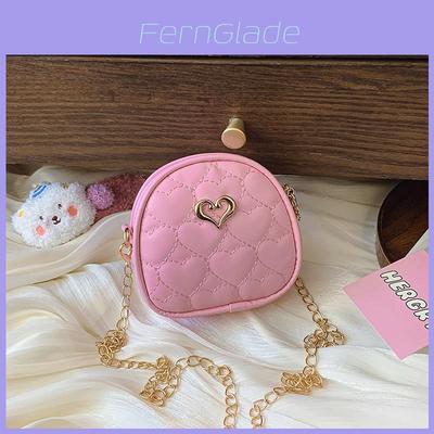 Spring Embroidered Heart Kids Shoulder Bag With Chain For Girls And Boys