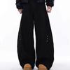 Calças Jeans Masculinas Oversized Largas de Cintura Alta em Sarja Preta Streetwear Calças