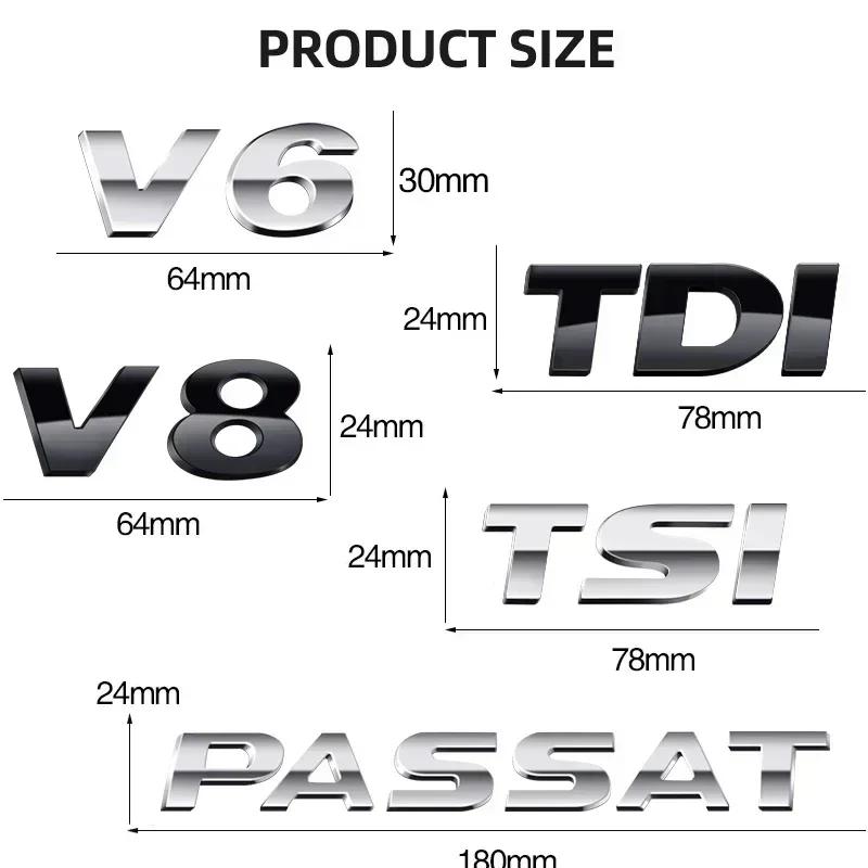 Hub Caps 1pcs Chrome 3D ABS PASSAT TSI TDI V6 V8 Letters Car Rear Tail Trunk Body Side Fender Wp4 Badge Logo Emblem for Volkswagen B