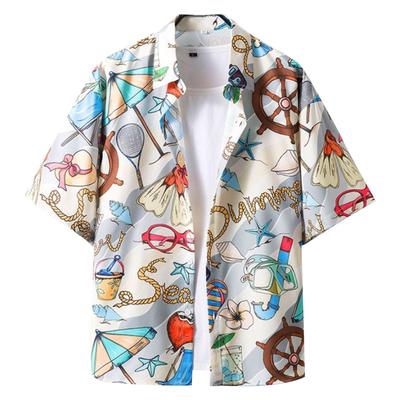 Moerstar Aloha Shirts for Men and Plus Short Patterned Loose Matching Perfect for Travel and Beach Wear White Women, Size, Open-Collar, Sleeve, Shirt,
