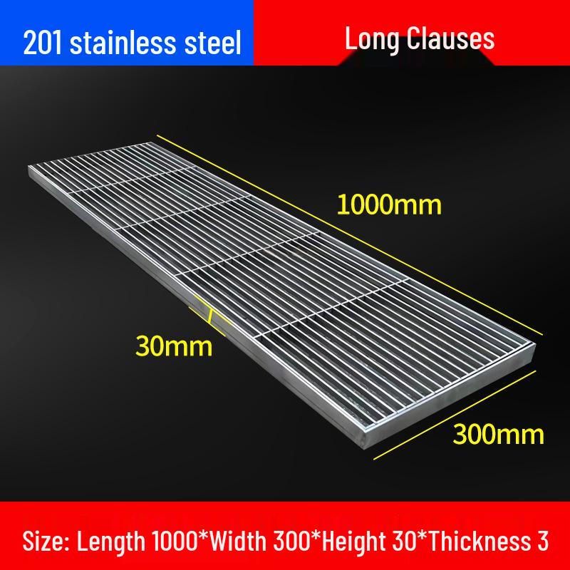 Gitterrostabdeckung aus Edelstahl 304 für Entwässerungsrinnen und Schächte.