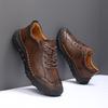 Fashion Men's Leather Casual Sneakers Handmade Breathable Shoes Soft Low-top Working Shoes