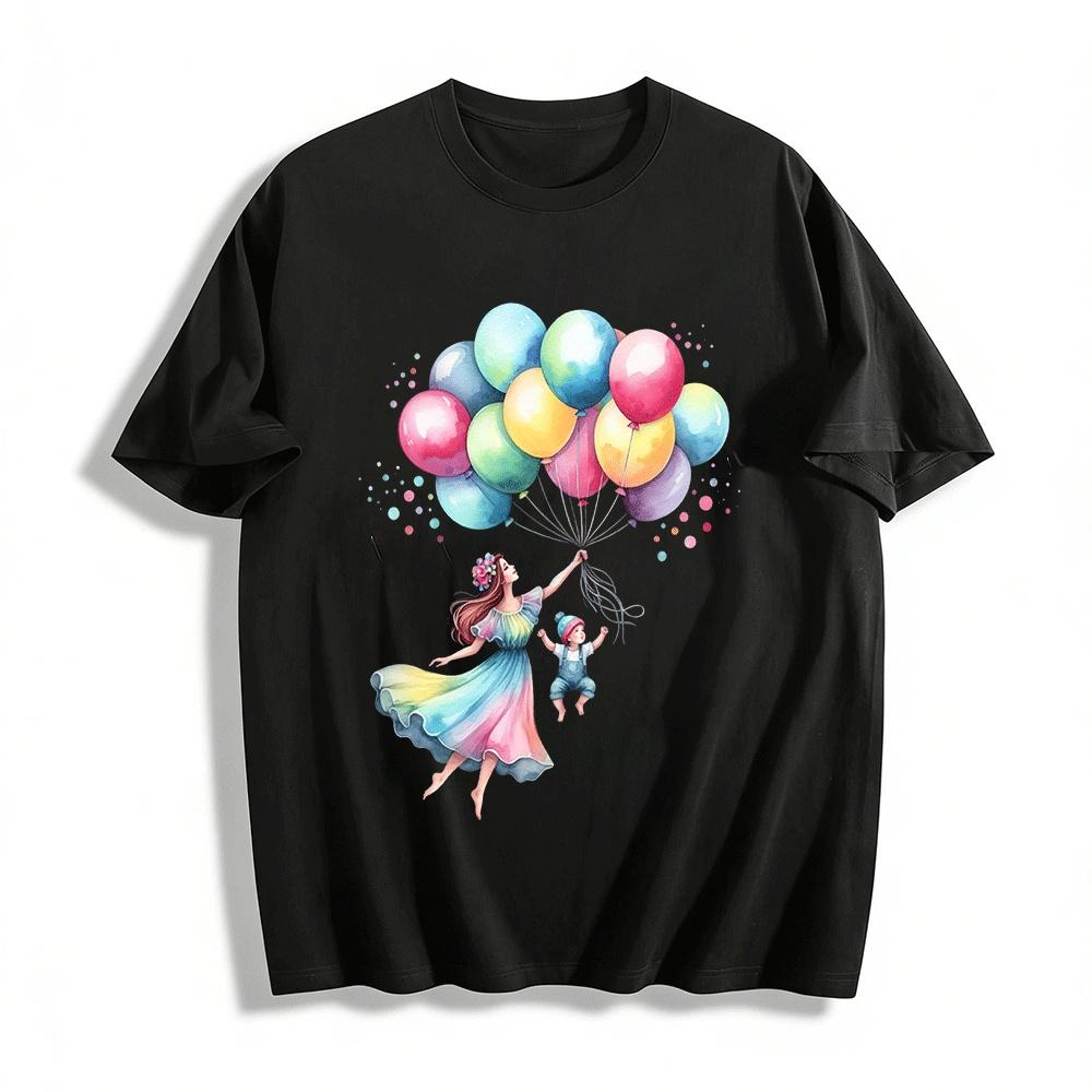 

Colorful Balloon Print Parent-Child Dress Fun Family Outfit Pure cotton T-shirt XXS