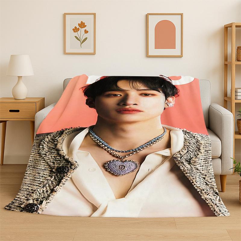 Kpop Bang Chan Stray Kids Musik Flanelldecke Weiche Warme Überwurfdecke für Schlafzimmer Wohnzimmer Bett Reise Camping Picknick Geschenk