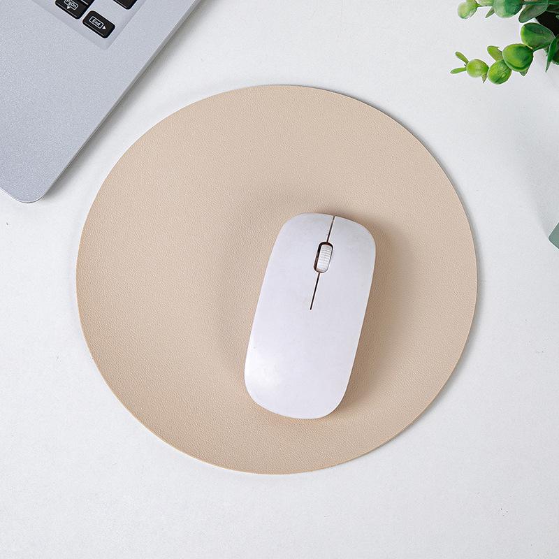 

Круглый кожаный коврик для мыши - однотонный, небольшой компьютерный коврик для начинающих девочек 20cm