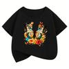 Graphic Butterfly with Flower Printed T-Shirt Girls' Summer T Shirt Clothes Short Sleeve Tops T-Shirts Cute Kids Clothing
