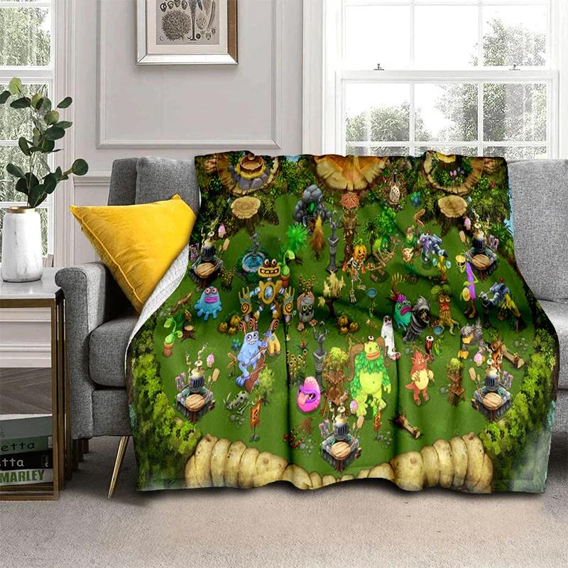 My Singing Monsters Video Game Cartoon 3D Blanket,Soft Throw Blanket for Home Bedroom Bed Sofa Picnic Travel Cover Blanket Kids