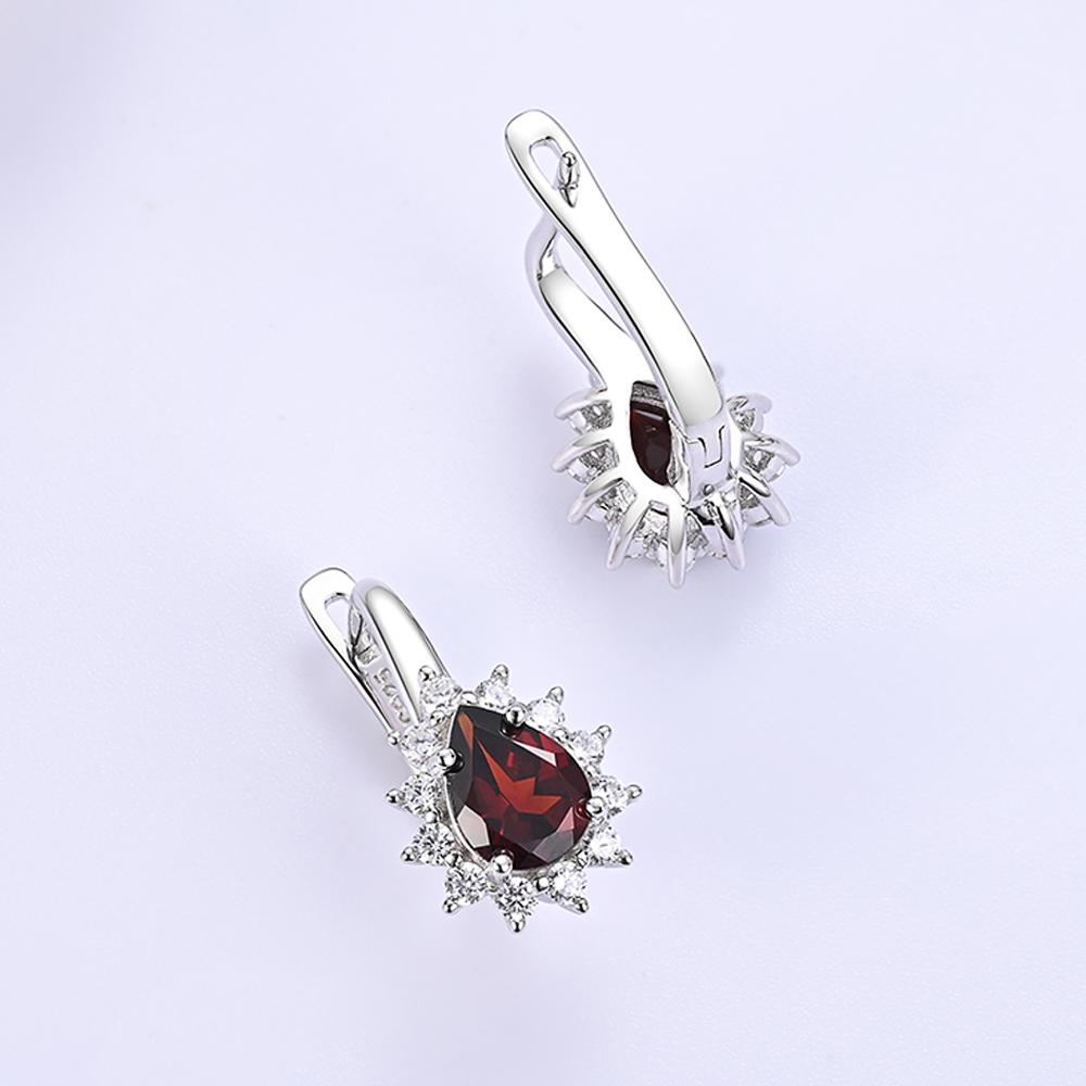 Simple Pear Shape Earrings 925 Sterling Silver Natural Red Garnet 3.3ct Gesmtones Fine Jewelry for Women Daily Wear Gift