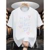 Cute Korean Letter  Cartoon Sheep Print Casual White Short Sleeve TShirt Crew Neck Loose Fit Quote Tee for Daily Streetwear