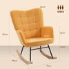 Sheepskin Rocking Chair, 40° Rocking, Beech Wood Legs, 120 kg, 71 x 98 x 101 cm, Yellow