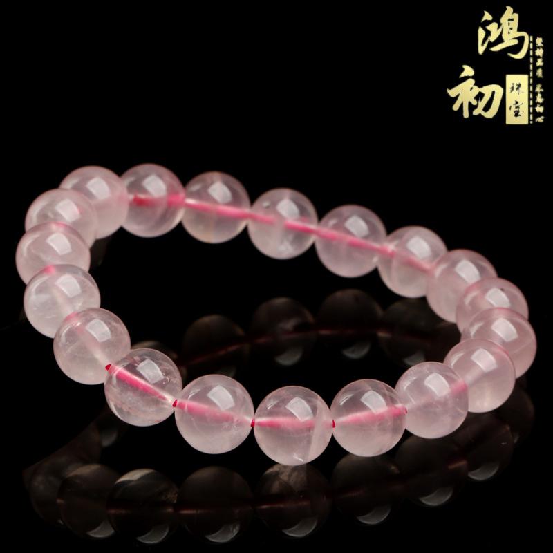Hongchu Crystal Natural Icy Madagascar Pink Quartz Bead Bracelet Natural Icy Pink Quartz Bracelet