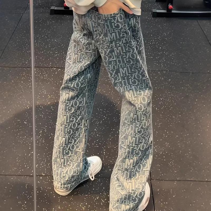 Джинсы JYL мужские жаккардовые винтажные cleanfit high-street узкие прямые джинсовые брюки 3XL лиловый