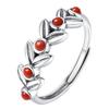 New Creative South Red Wheat Forest Style Fresh Leaf 925 Sterling Silver Jewelry Retro Opening Rings 02900