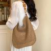 Casual Large-capacity Cotton Thread Woven Bag Women's New Hollow Hand-woven One-shoulder Vacation Beach Versatile Women's Bag