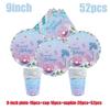 52Pcs/Set Little Mermaid Party Disposable Tableware Paper Plate Cup Napkin Tablecloth Kids Mermaid Birthday Decoration Supplies