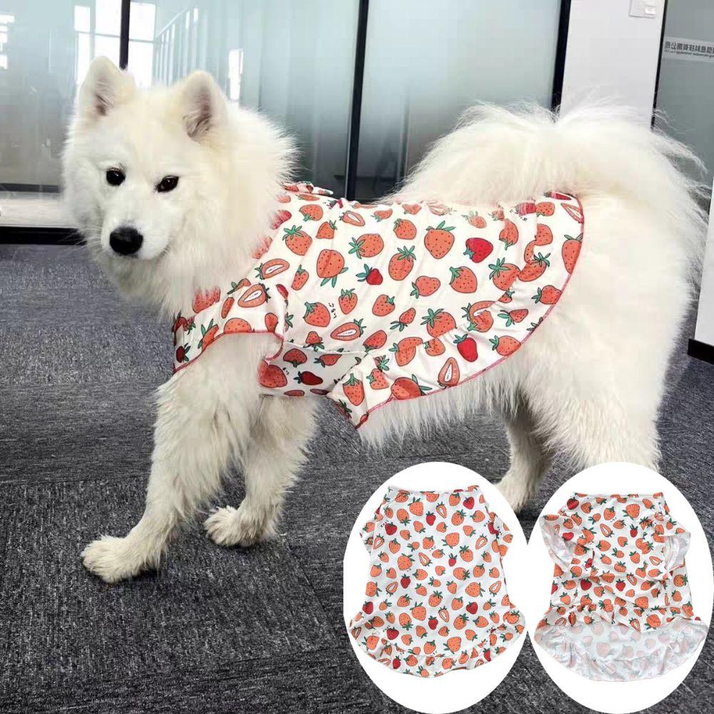 Breathable Dog Costumes Strawberry Print Puppy Cat Clothes Dog Cute Vest Top  For Dogs Puppy Cats