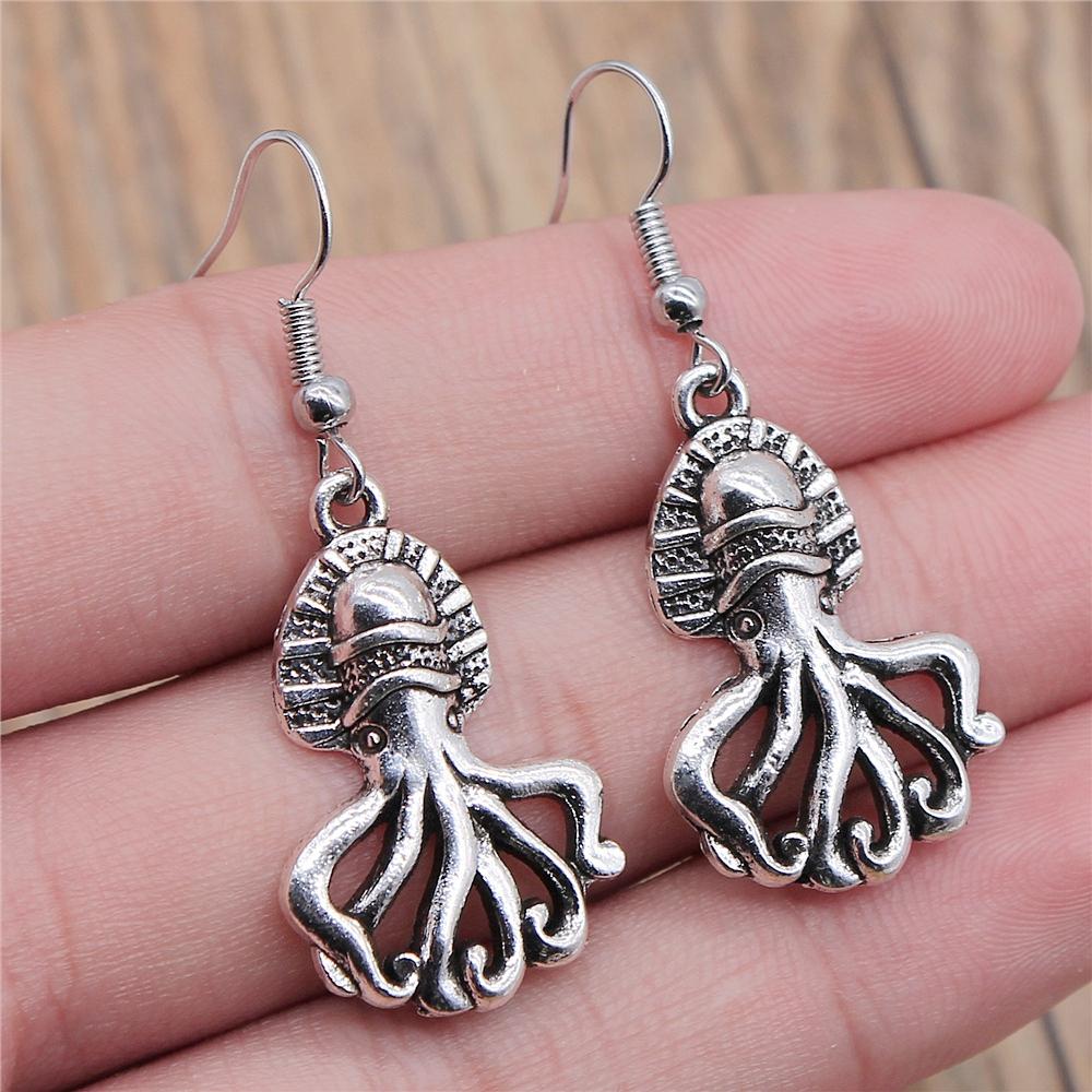 Sea Animal Marine Life Dangle Earring Vintage Shell Dolphin Octopus Squid Turtle Mermaid Shaped Earring For Women Summer Earring