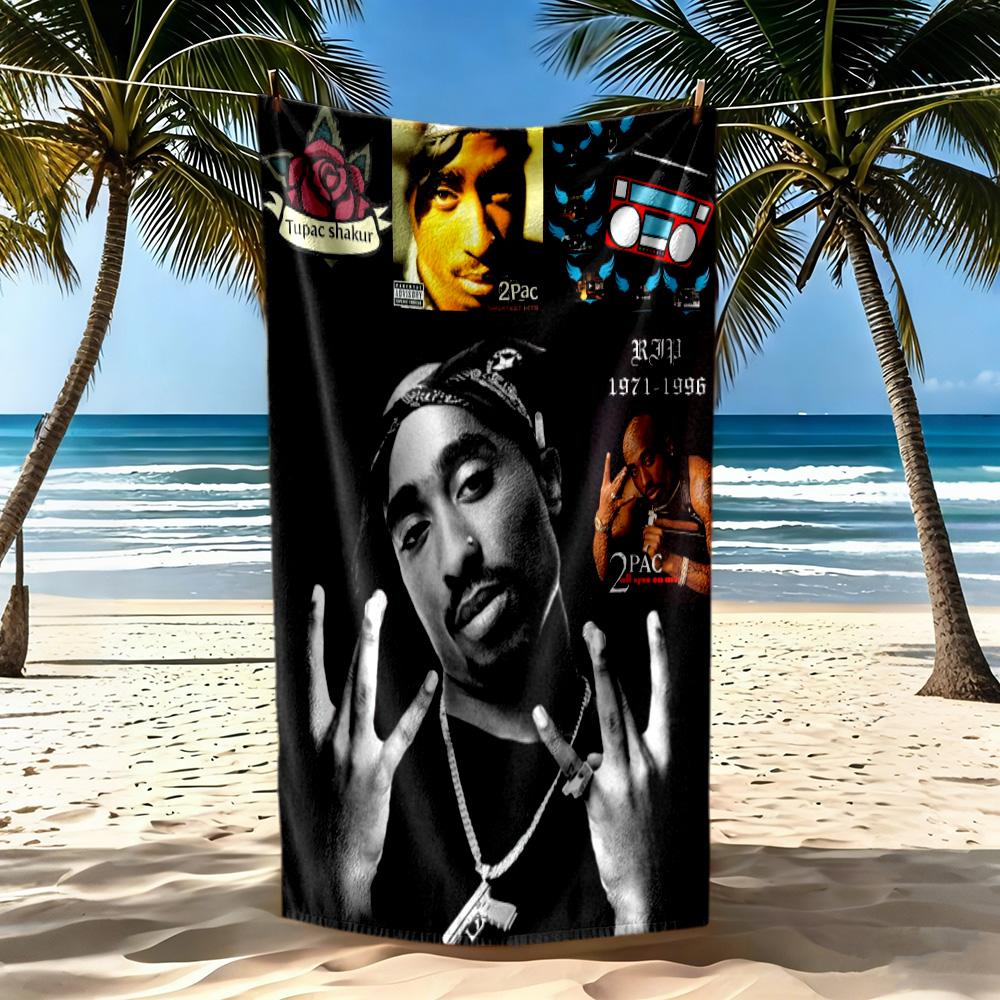 2pac Motiv Strandtuch Weich Langlebig Schnelltrocknend Bequem Leicht Geeignet für Sport, Reisen, Schwimmen, Yoga, Badezimmer, Strand und Pool