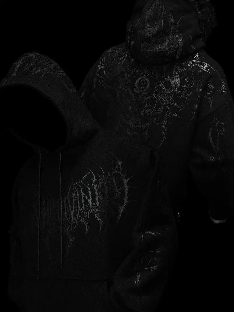 Breathedivinity Herbst Herren Kapuzenjacke mit Print in Übergröße