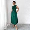 European and American women's elegant and fashionable sleeveless strap dress, casual belt design women's dress