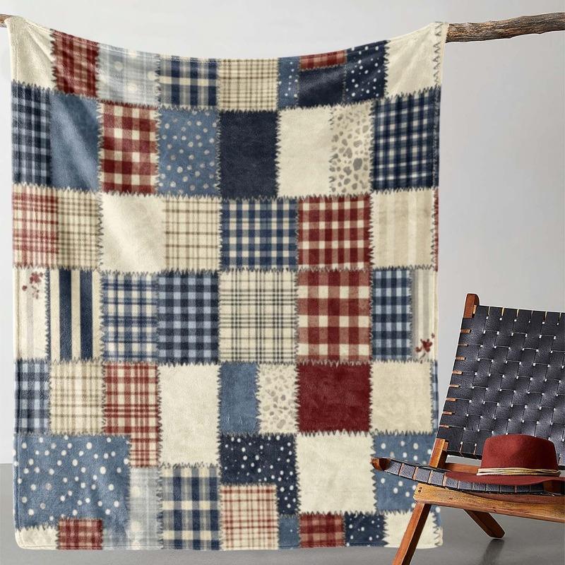 Weiche Warme Gemütliche Patchwork Flanell Decke Tupfen Karo Reisefreundlich Alle Jahreszeiten Sofa Bett Büro Camping Geschenk Decken