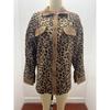 Plus Size Leopard Print Button-Up Jacket with Long Sleeves for Autumn/Winter