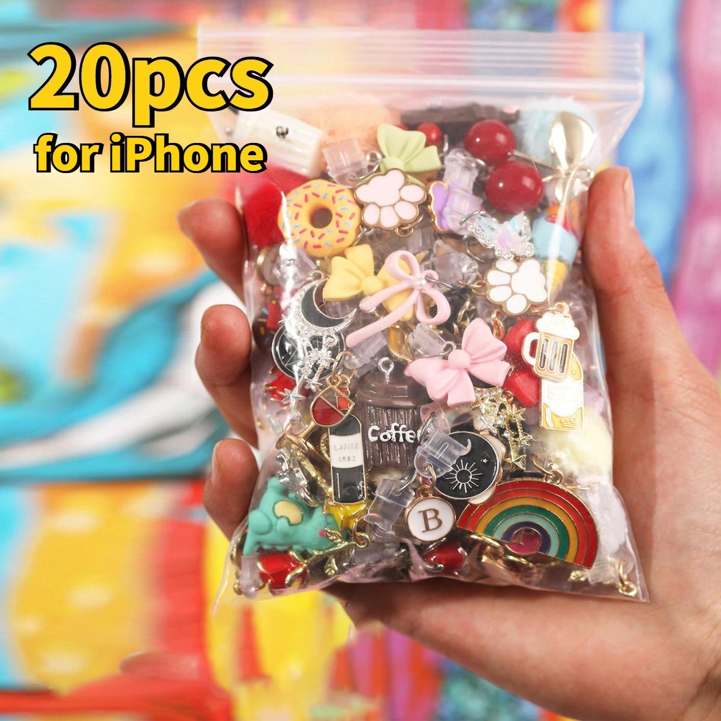 

20 Багатоколірних Неповторюваних Пилозахисних Заглушок зі Смоли, Сплаву та Інших Матеріалів - Милі Сердечка, Квіти, Тварини, Усміхнені Обличчя та Інші Форми For iPhone5-14