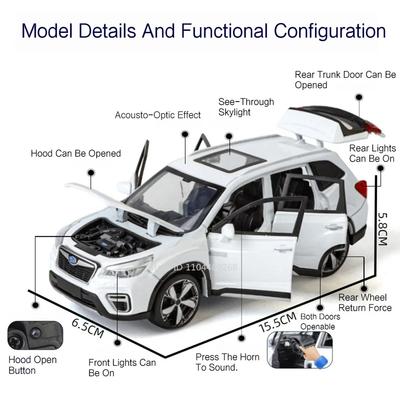 1:30 Scale Subaru Forester AE86 Car Model Toy Diecast Metal Shock Absorption Models Simulation Music Light Kids Toys Gifts